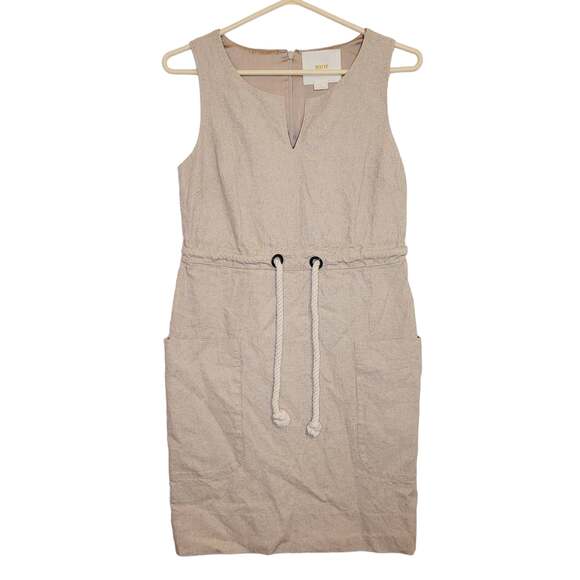 Maeve Dresses & Skirts - Anthropologie Maeve linen drawstring waist sheath dress Size 0 Coastal Organic